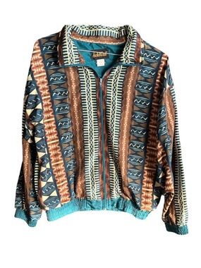 1994 Soldout Teal & Brown Patterned Bomber Jacket
